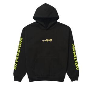 +44 Lewis Hamilton Men's Black Silverstone Crew Full Over Hoodie Size L